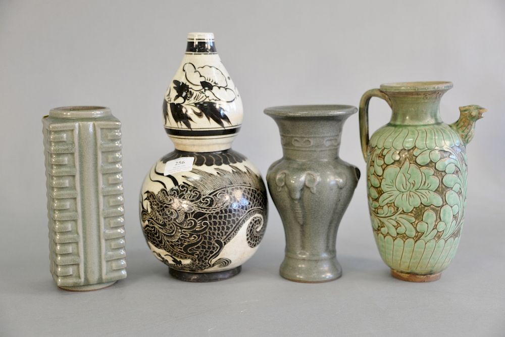 Appraisal: Four Chinese vases to include black and white double gourd