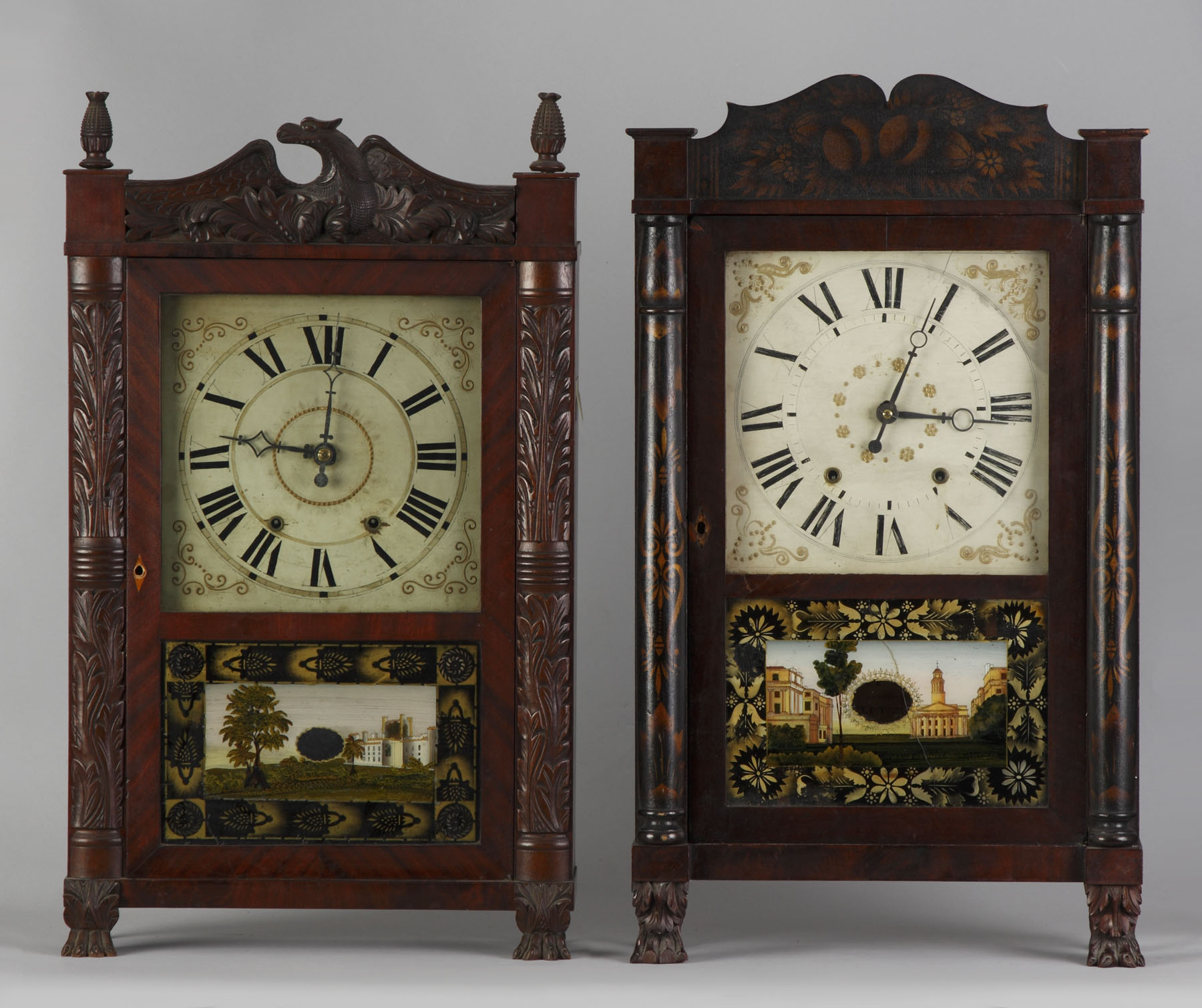 Appraisal: Mark Leavenworth Co Shelf Clock Mahogany case with carved eagle