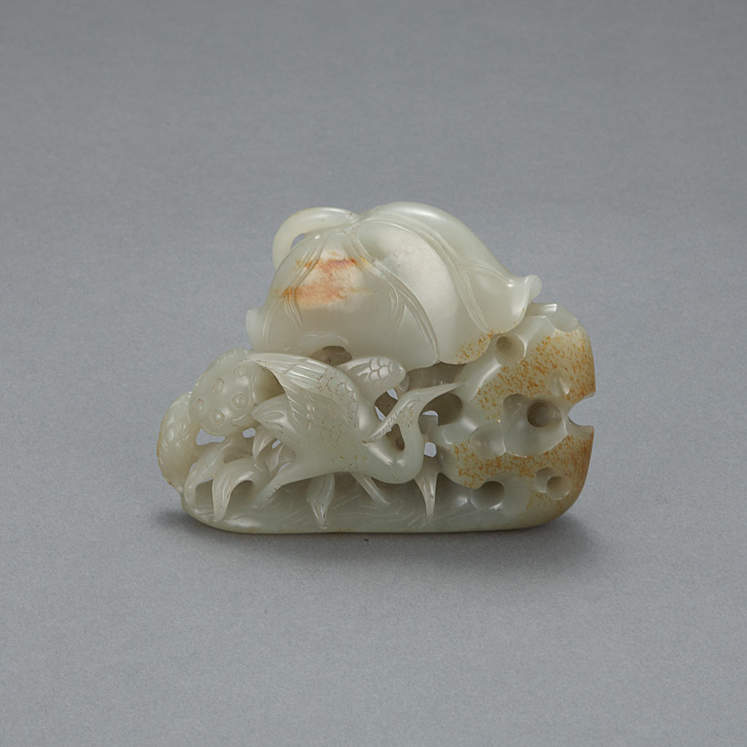 Appraisal: Chinese Celadon Jade Crane th Century The bird with wings