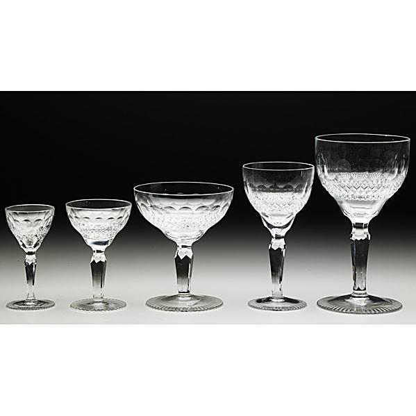 Appraisal: CUT CRYSTAL STEMWAREFifty-five pieces in five sizes th c goblets