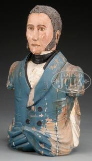 Appraisal: PAINTED WOOD SHIPS FIGUREHEAD BUST OF ADMIRAL PERRY CARVED BY