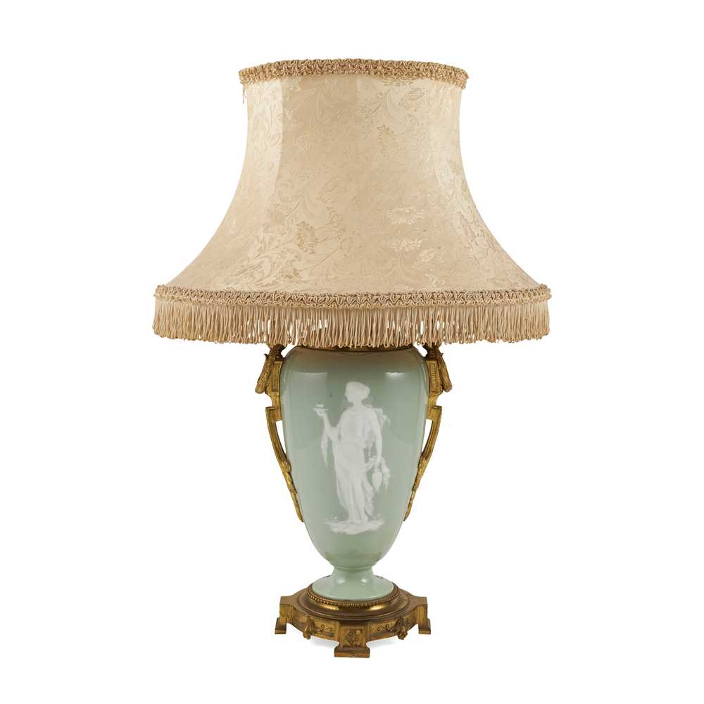 Appraisal: FRENCH GILT METAL MOUNTED P TE-SUR-P TE TABLE LAMP LATE