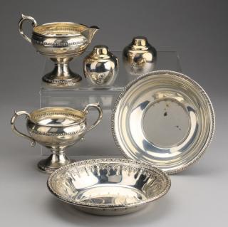 Appraisal: th c sterling and plated table items Six table articles