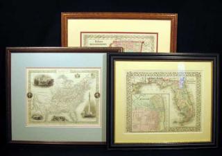 Appraisal: Pcs Florida Mississippi FRAMED ENGRAVED MAPS OF THE UNITED STATES