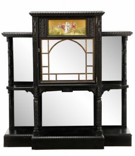 Appraisal: Aesthetic Movement Ebonized Etagere w Panel English late th century