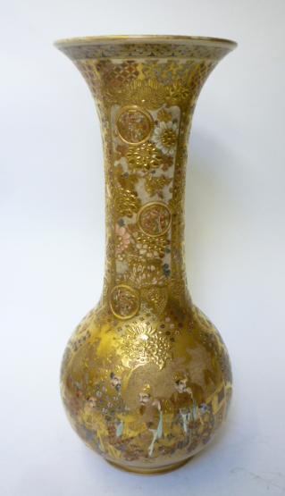 Appraisal: A LARGE JAPANESE SATSUMA EARTHENWARE VASE late th century of