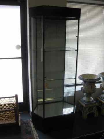 Appraisal: Display Cabinet glass sides shelves mirrored base '' tall locking