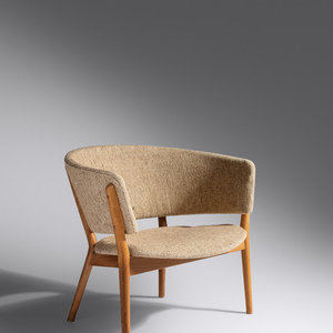 Appraisal: Nanna Ditzel - Lounge Chair Knud Willadsen Denmark oak upholstery