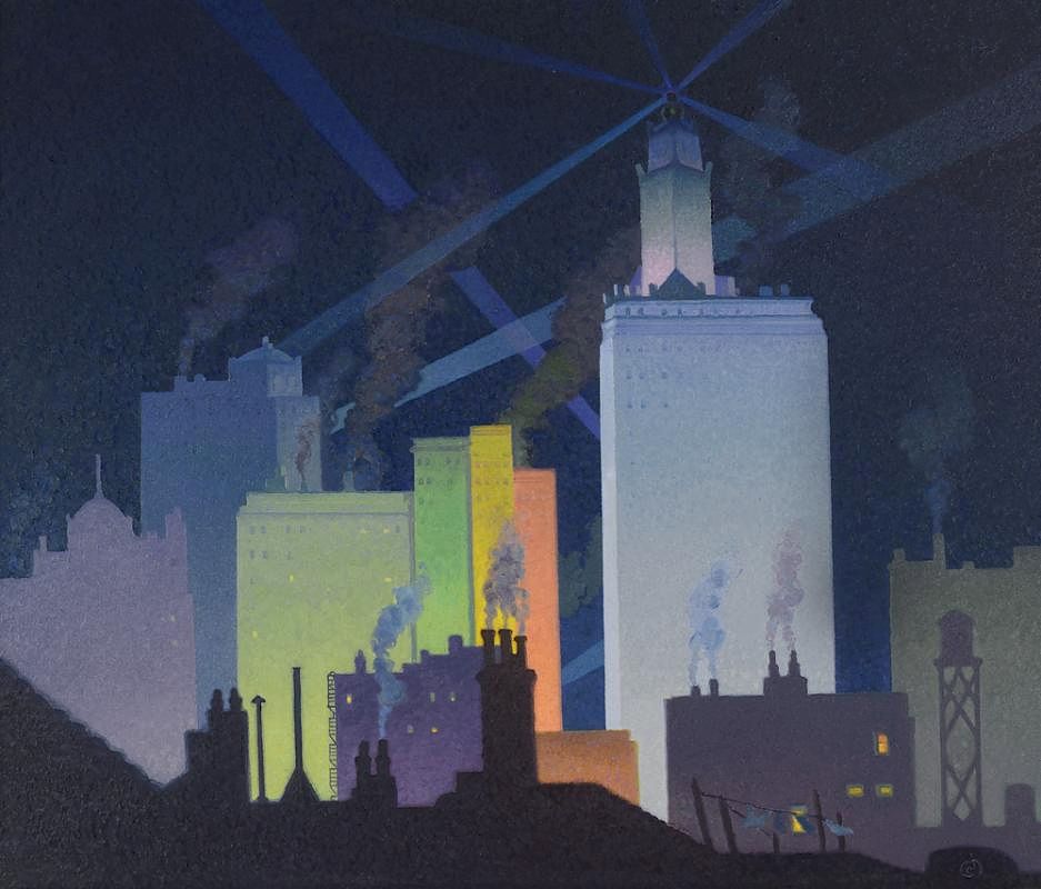 Appraisal: The Night Chicago by Raymond Jonson Raymond Jonson - The