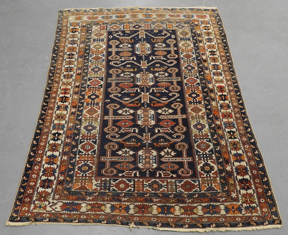 Appraisal: Caucasian Perpedil Wool Carpet Rug Caucasian Circa Fine navy central