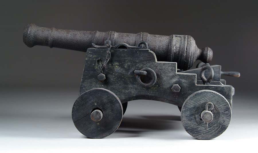 Appraisal: CANNON ON NAVAL CARRIAGE - including cascable - bore The