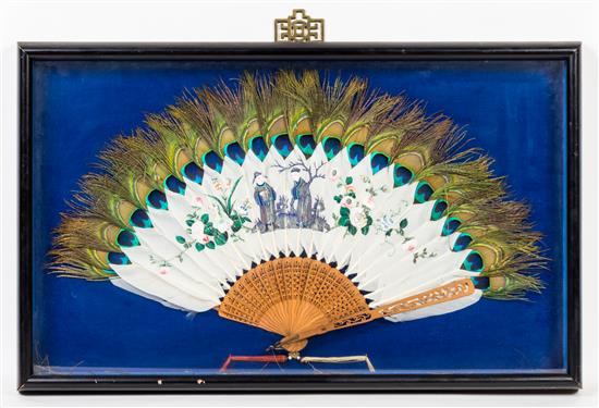 Appraisal: Sale Lot A Chinese Export Painted Peacock Feather Fan Width