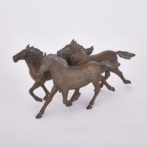 Appraisal: Hermann Schilcher German b THREE HORSES AT THE GALLOP patinated