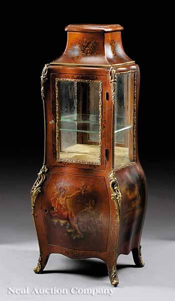 Appraisal: A Good Napoleon III Vernis Martin Diminutive Vitrine late th