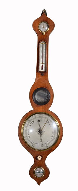 Appraisal: A TH CENTURY ONION TOP BAROMETER with silvered dials cm