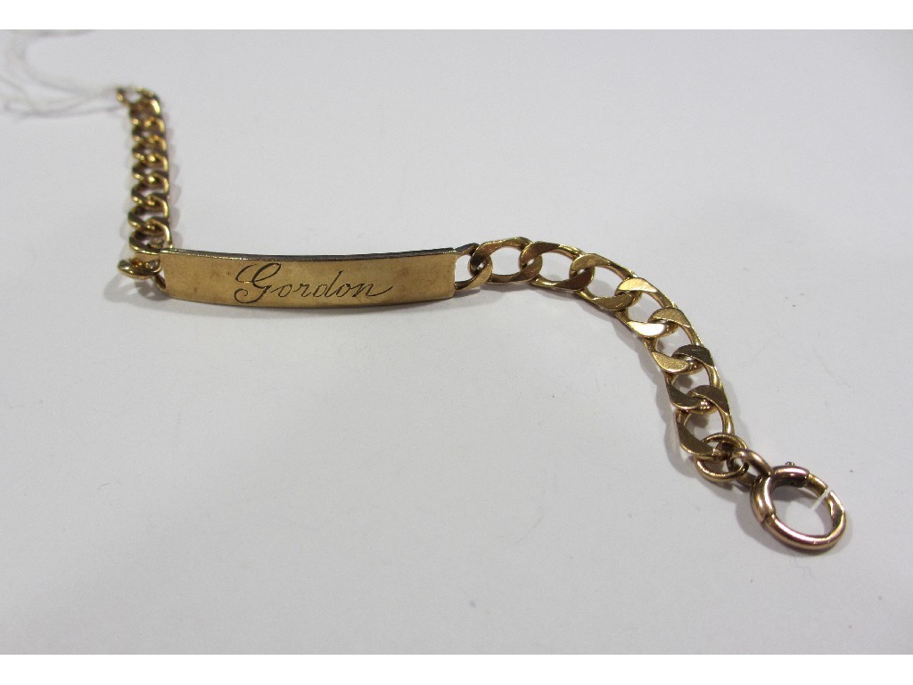 Appraisal: Nine carat gold ID bracelet Approximately gms