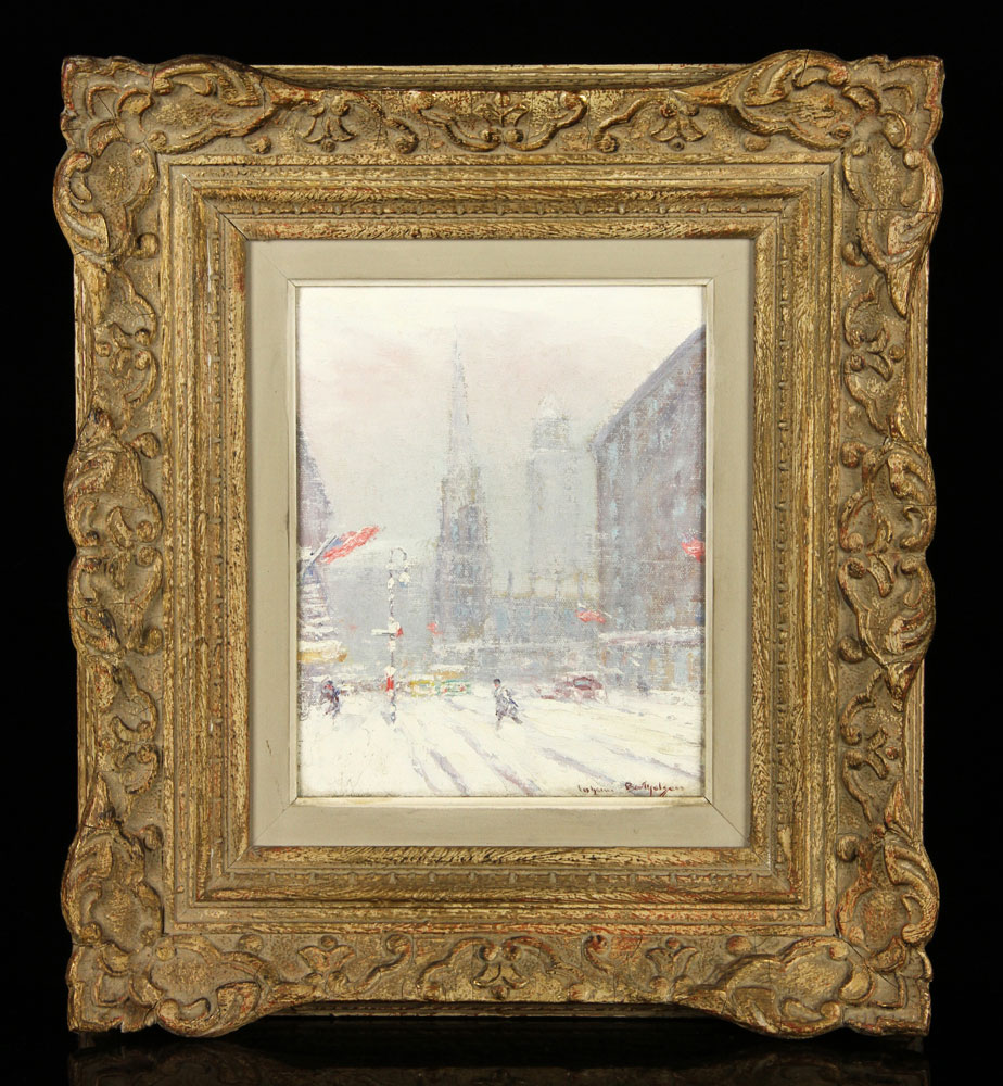 Appraisal: - Berthelsen NYC Winter Street Scene O CB Johann Berthelsen