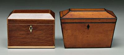 Appraisal: Two inlaid tea boxes one with fine banded and line