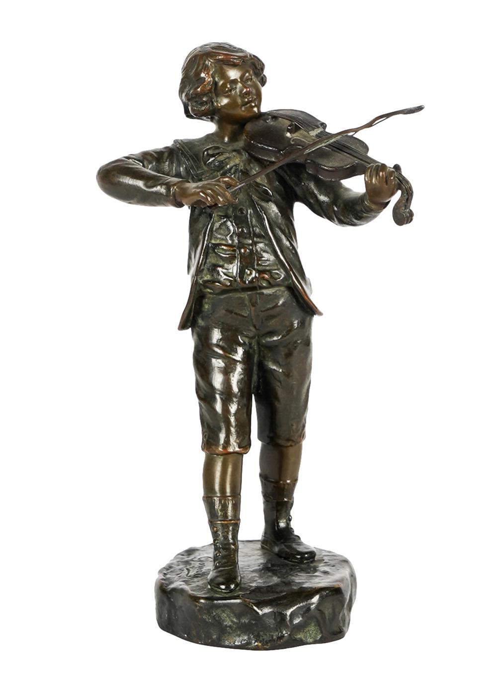 Appraisal: CONTINENTAL BRONZE FIGURE OF A VIOLINISTsigned to base Goyeau no