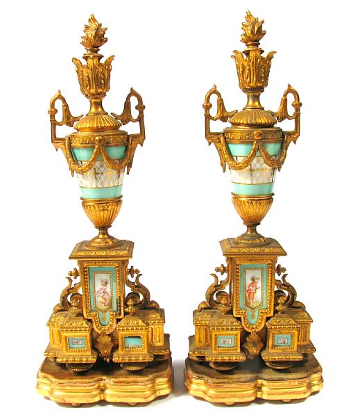 Appraisal: A pair of gilt bronze candelabra height in