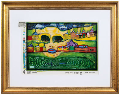 Appraisal: Freidensreich Hundertwasser Austrian - Irinaland Over the Balkans silkscreen with