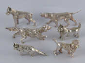 Appraisal: A group of six hallmarked silver miniatures five dogs and