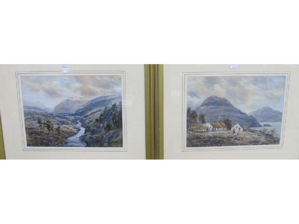 Appraisal: J HAMILTON GLASS Pair of watercolour landscapes both signed