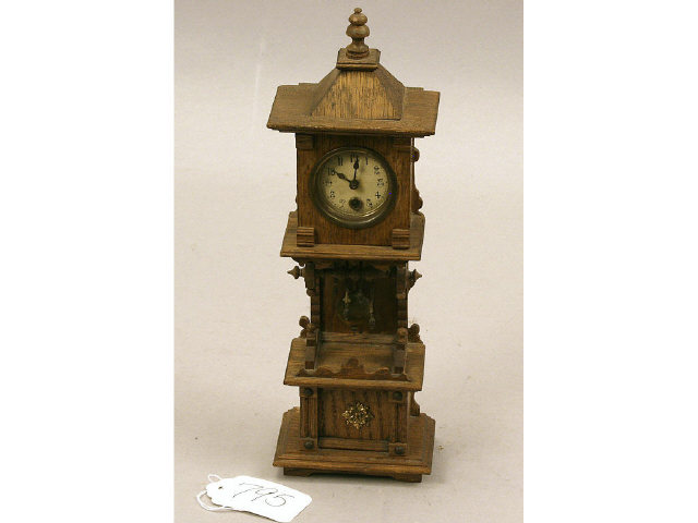 Appraisal: Miniature antique German grandfather clock key wind with weights and