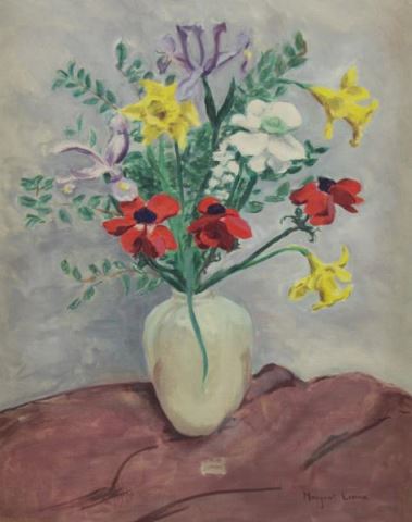 Appraisal: LEVINE Margaret Oil on Canvas Still Life Bouquet of Flowers