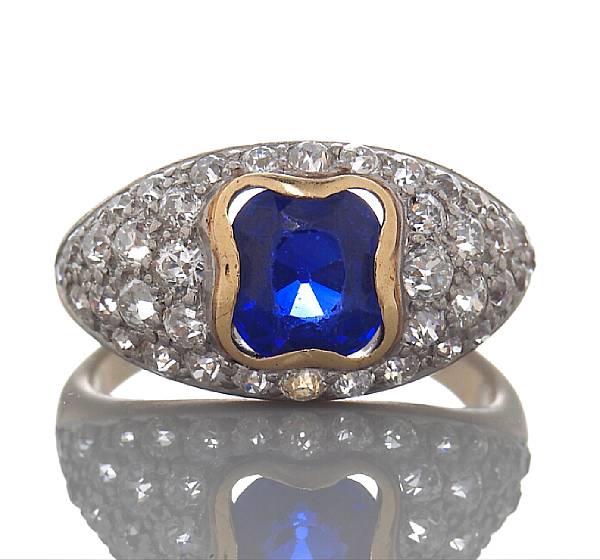 Appraisal: A sapphire and diamond ring estimated sapphire weight carats estimated