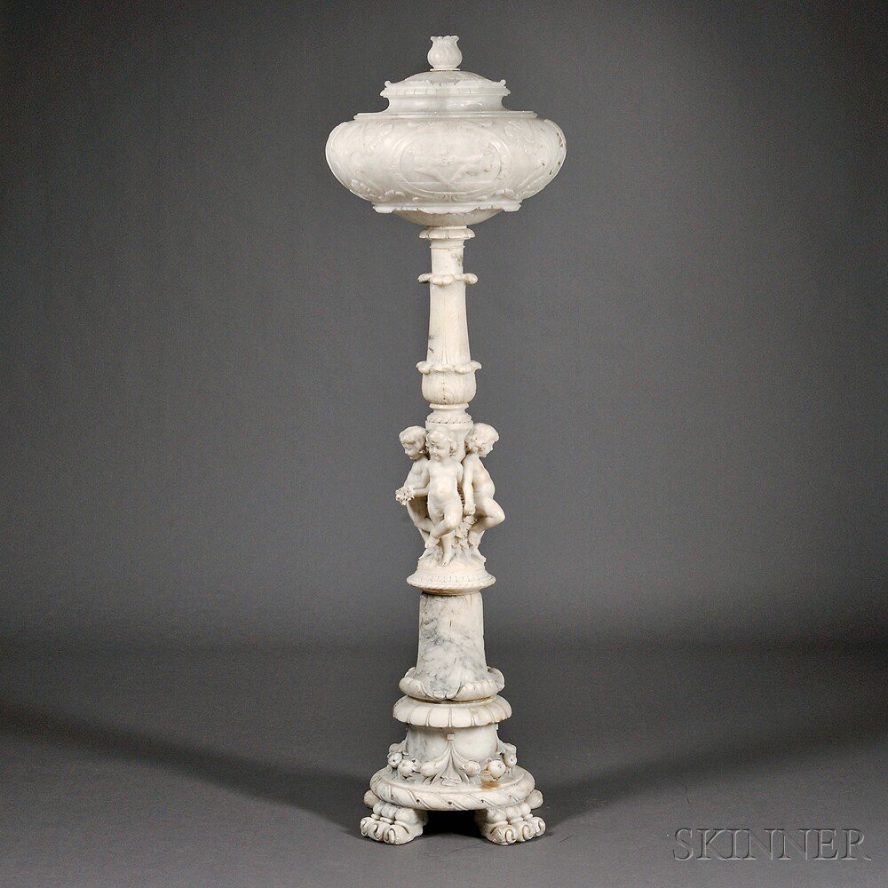 Appraisal: Carved Alabaster Floor Lamp late th early th century the