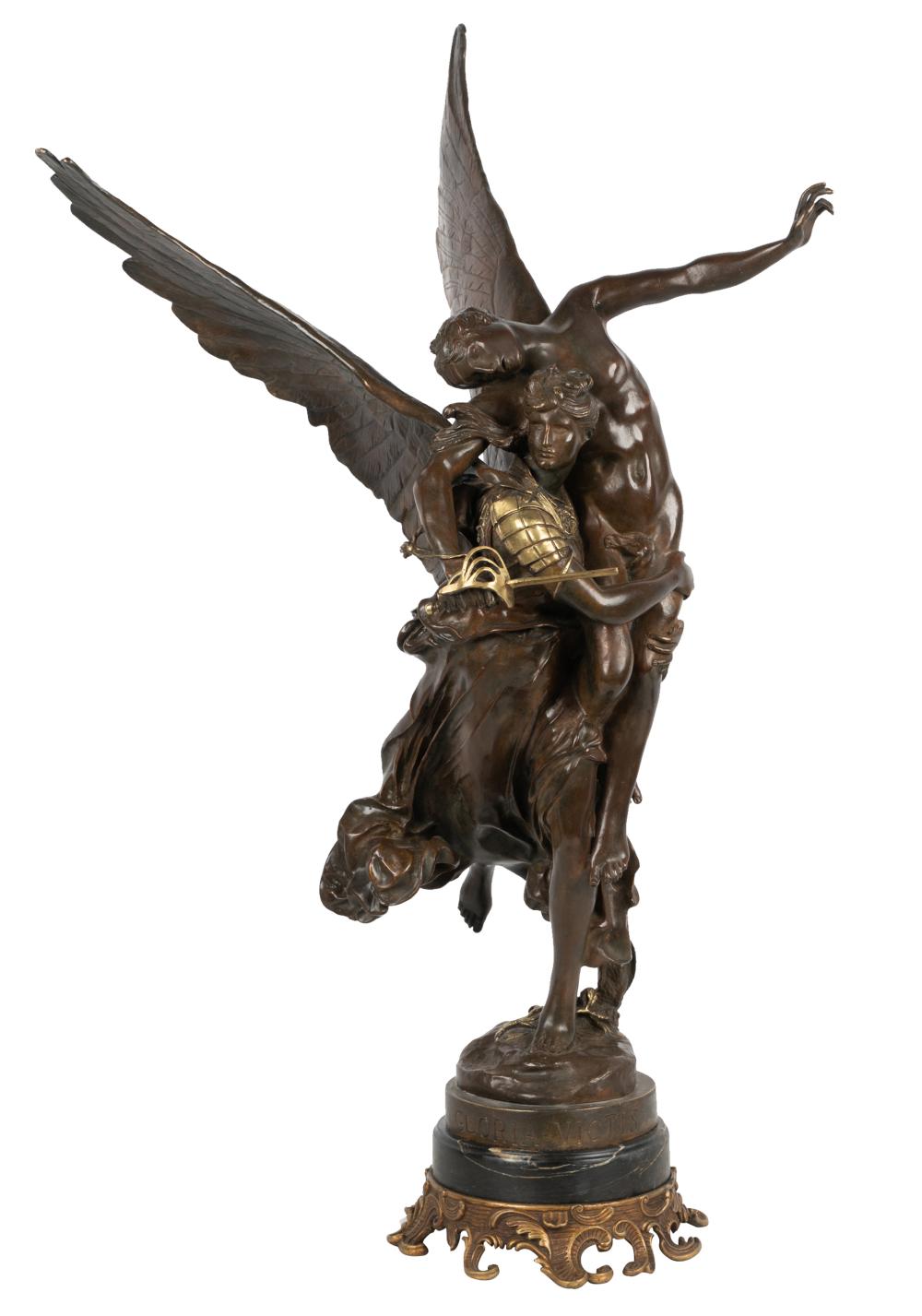 Appraisal: FIGURE OF GLORIA VICTISbronze marble and gilt bronze Condition sword