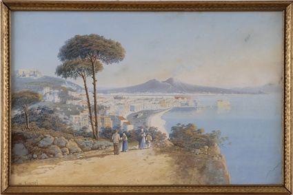 Appraisal: ITALIAN SCHOOL BAY OF NAPLES Gouache on paper x in