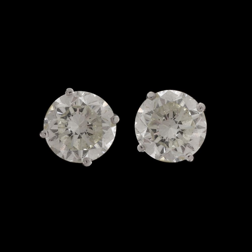 Appraisal: ct TW Diamond and K Ear Studs Contemporary Approx Carat