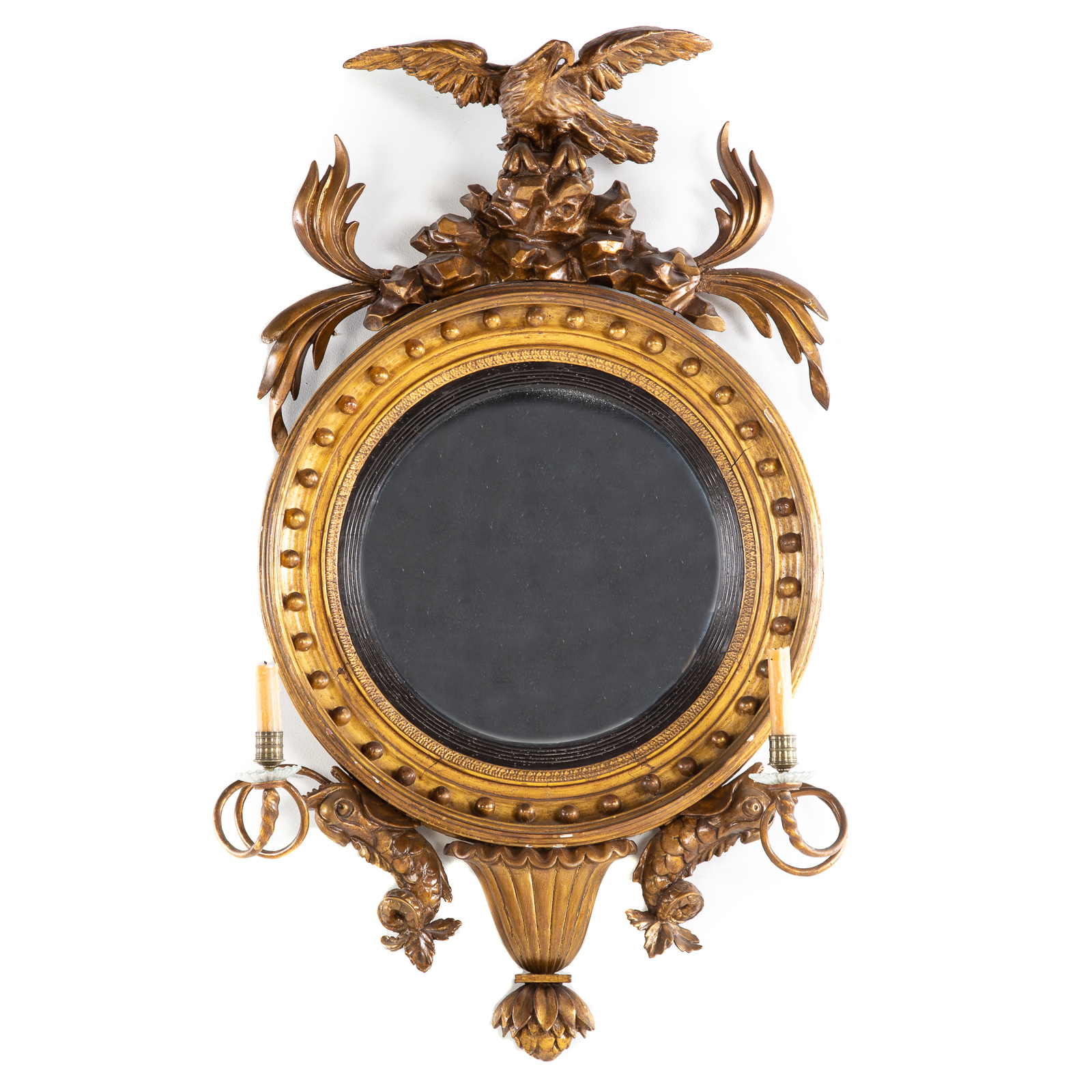 Appraisal: FEDERAL GILTWOOD GIRONDEL MIRROR Circa circular mirror with eagle perched