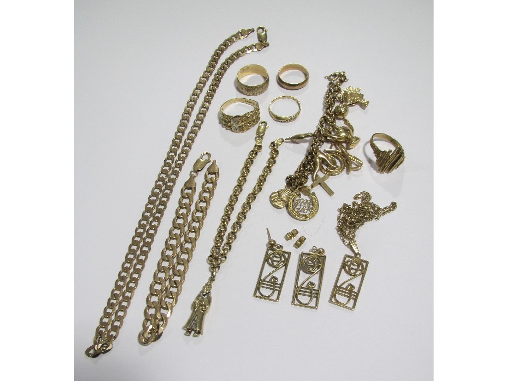 Appraisal: Lot of ct gold to include neckchains bracelets earrings rings