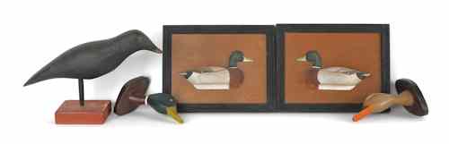 Appraisal: Contemporary carved and painted decoys to include two mallard plaques