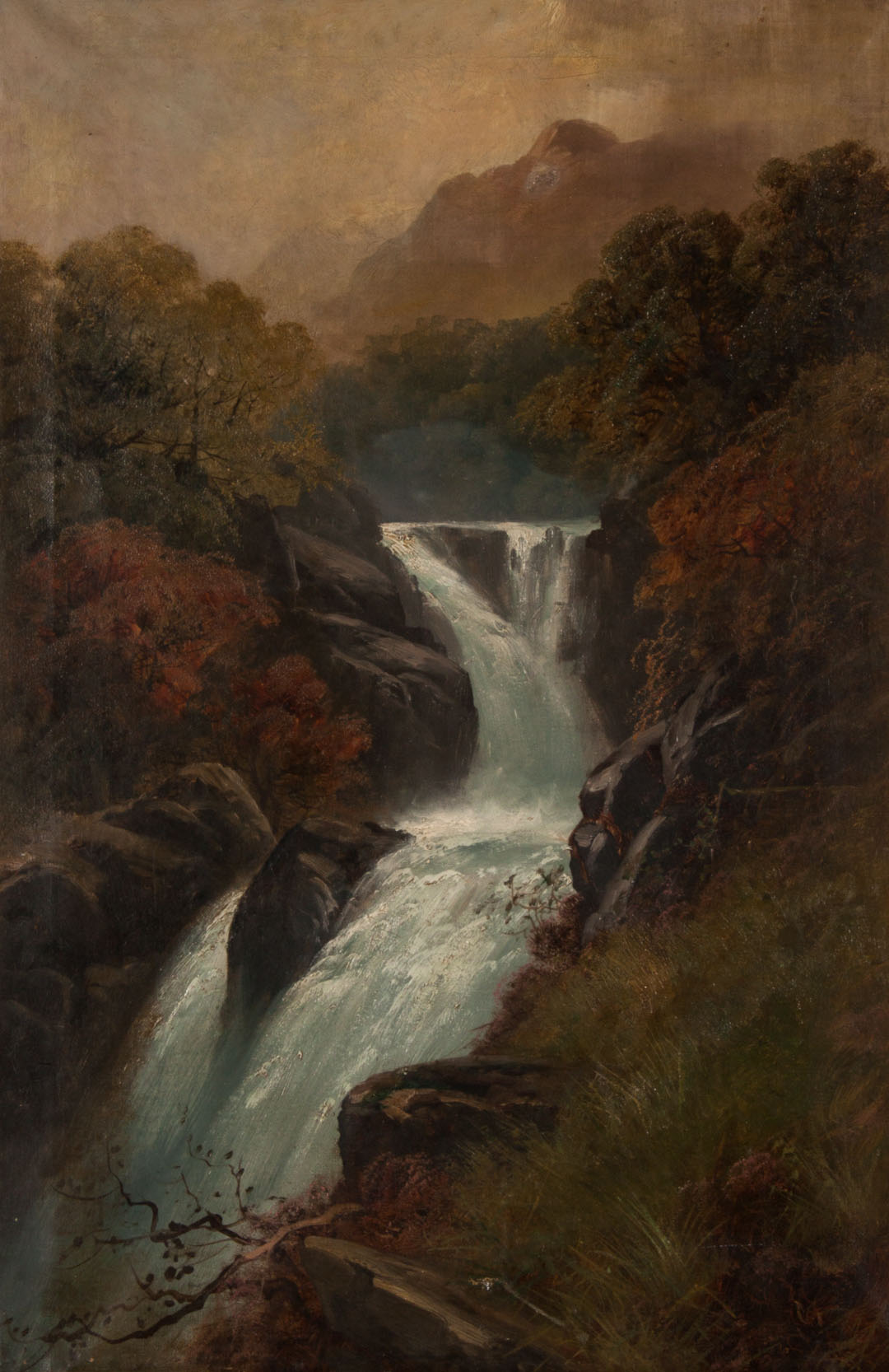 Appraisal: Artist Unknown Falls at Bracklynn Scotland oil Late th century