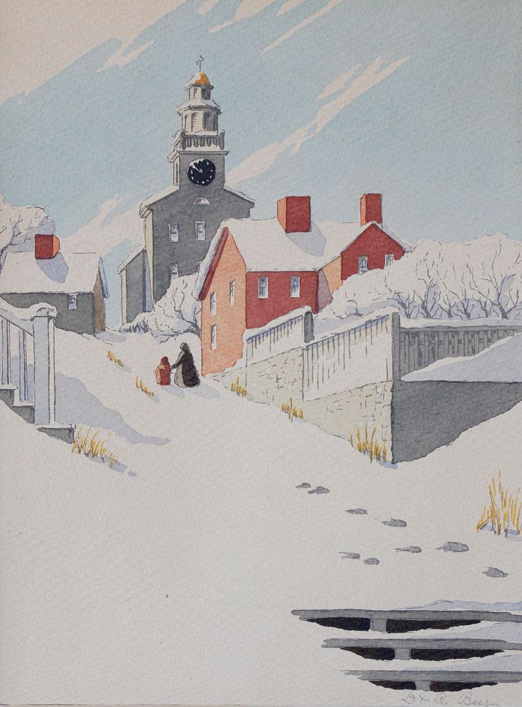 Appraisal: Doris and Richard Beer Watercolor Stone Alley Nantucket Doris and