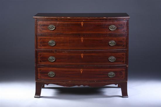 Appraisal: GEORGE III MAHOGANY BOW-FRONT CHEST OF DRAWERS late th century