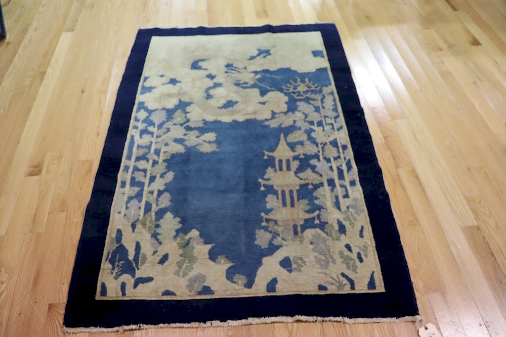 Appraisal: Chinese Art Deco Hand Woven Area Carpet Nice pictorial design