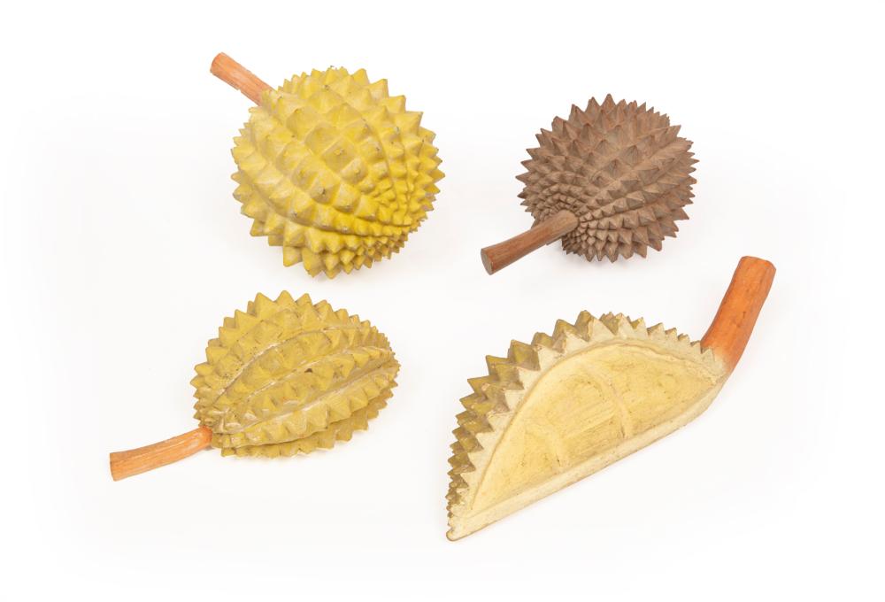 Appraisal: Group of Painted and Carved Spikey Fruit largest l in