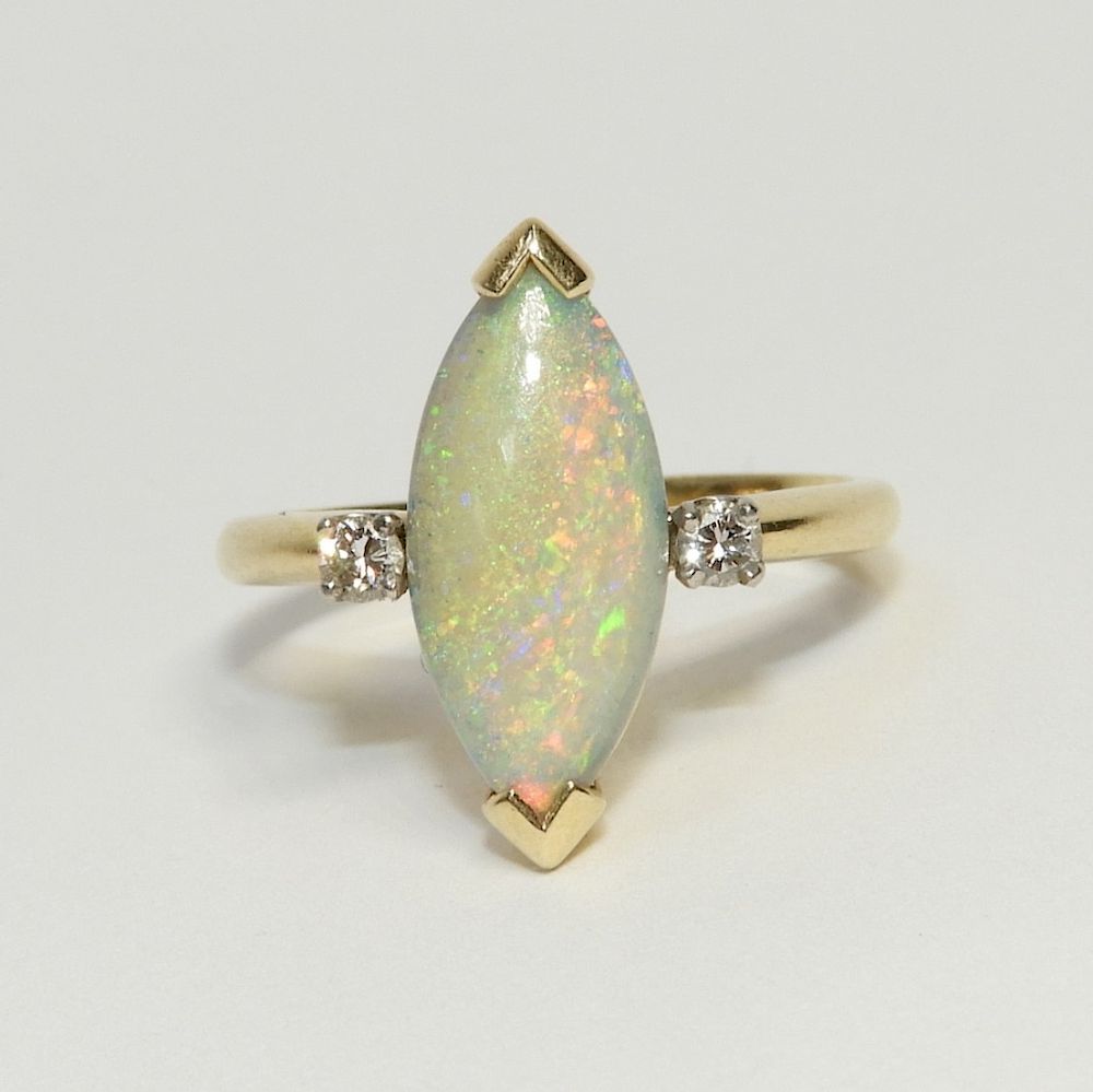 Appraisal: Marquis Cut Opal Diamond K Gold Ring th Century A