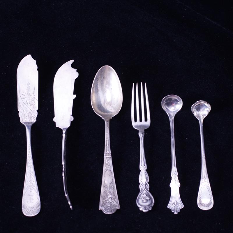 Appraisal: Sterling Silver pc serving flatware incl Wood Hughes mustard ladle