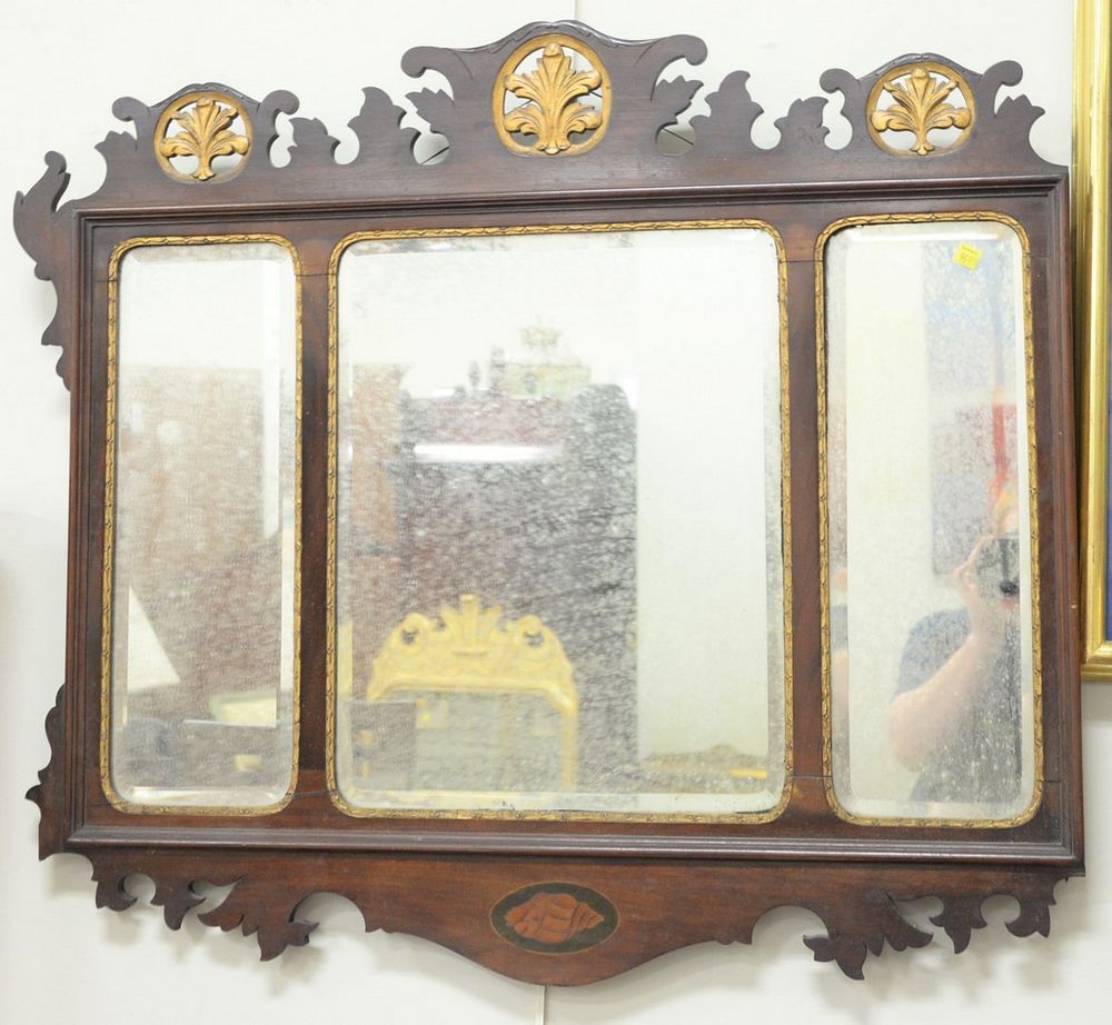 Appraisal: Two mirrors small girandole having gilt shield form frame along