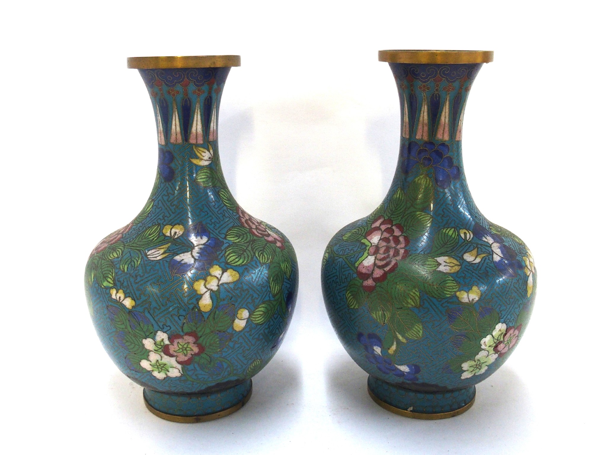 Appraisal: A pair of Chinese cloisonne vases with flowers and foliage