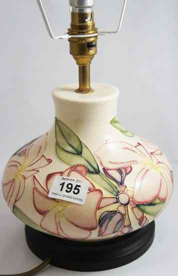 Appraisal: Moorcroft Lamp Base decorated with Pink Flowers on White with