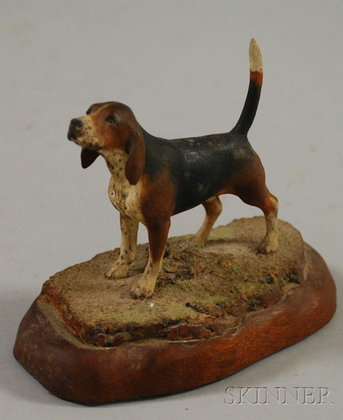 Appraisal: James King Carved and Painted Wooden Beagle Figure overall ht