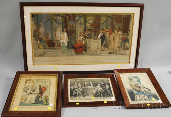 Appraisal: Four Assorted th Century Framed Prints two Currier Ives hand-colored