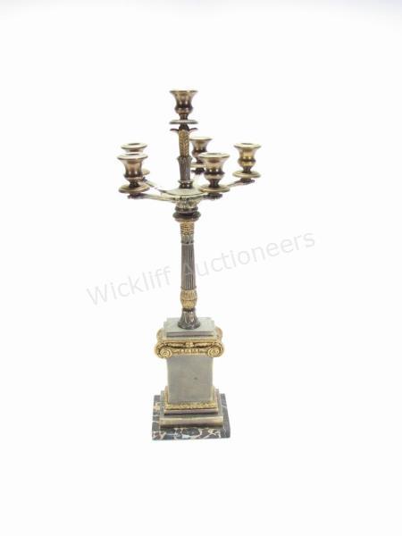 Appraisal: Vintage Frederick Cooper Candelabra six light bronze and marble column